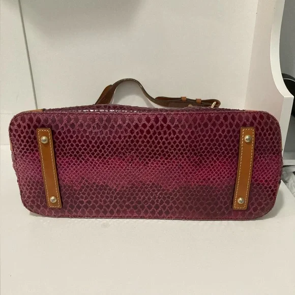 Dooney & Bourke Erica Hobo Rasberry Snakeskin Hobo Bag - Picture 4 of 14